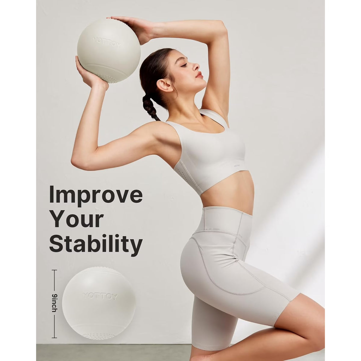 YOTTOY Small Exercise Ball，9-inch Pilates Ball with Anti-Burst Technology for Stability,
