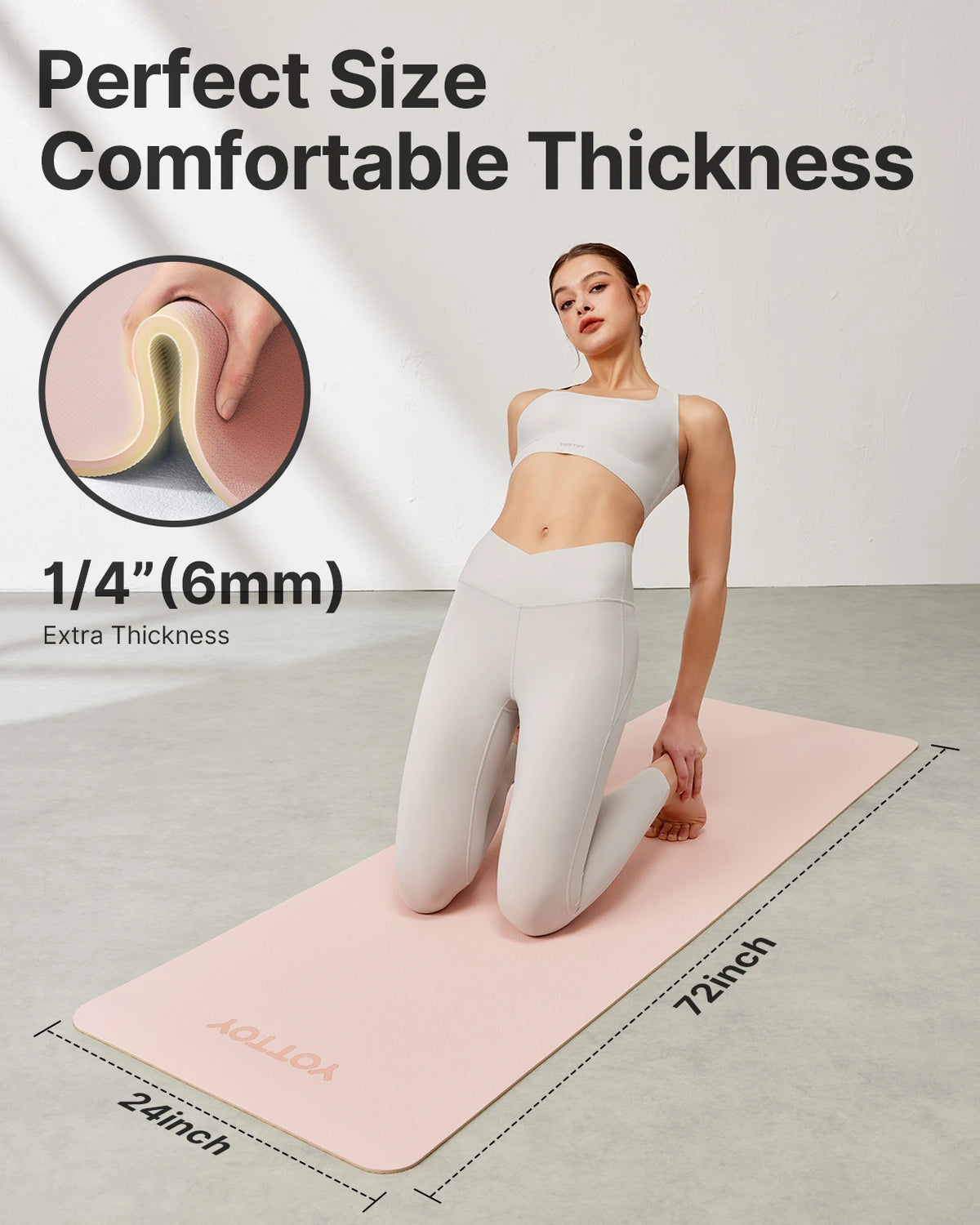 Non-Slip TPE Exercise Mat(1/4 Inch) for Pilates