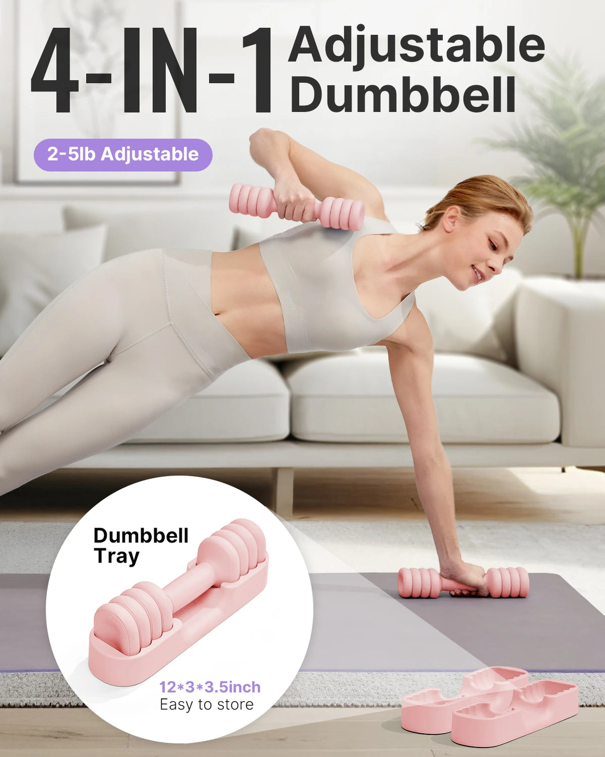 4-in-1 Adjustable Dumbbell Set of 2
