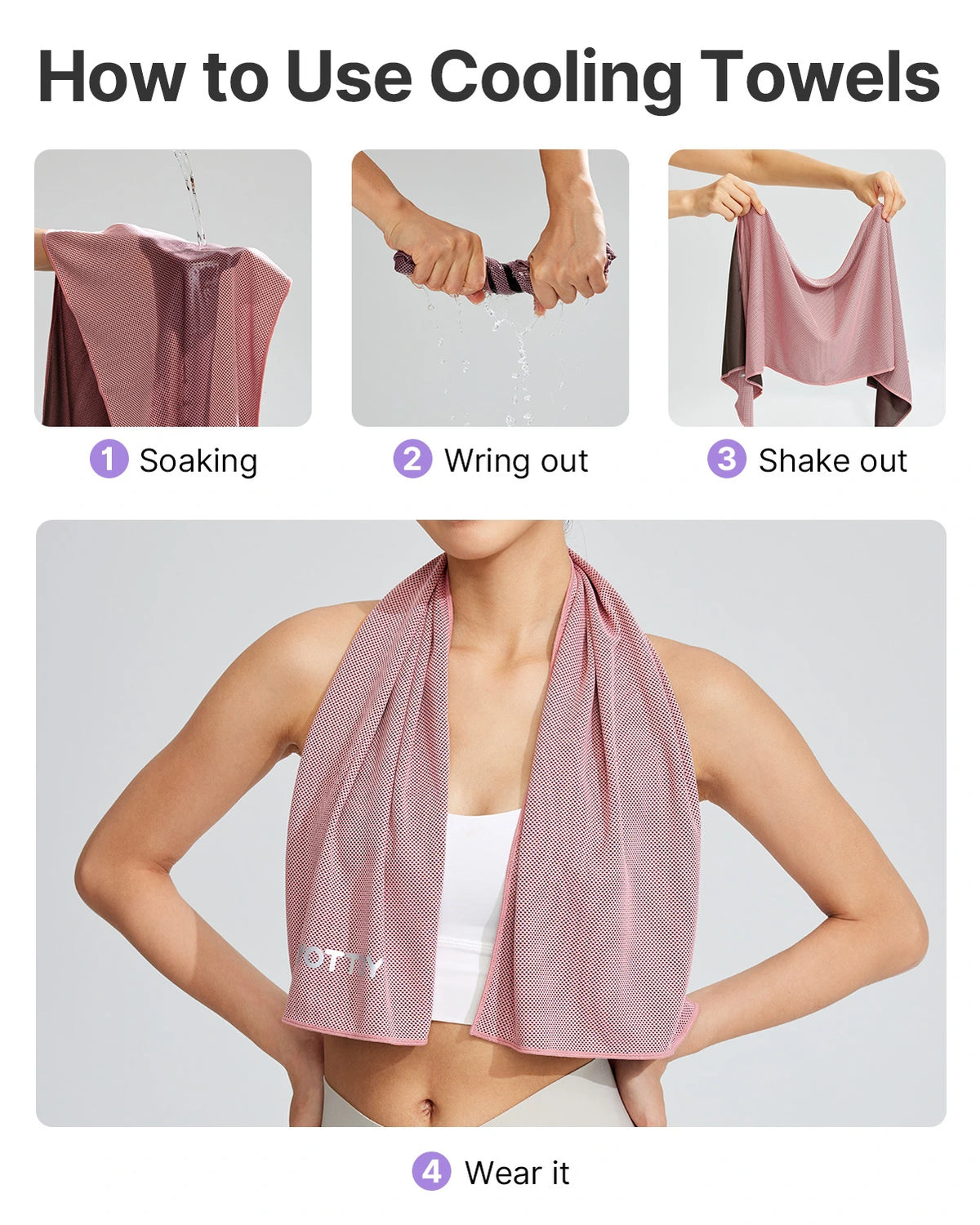 4 Pack Cooling Towels (40"x12"), Ice Cooling Towels for Neck and Face