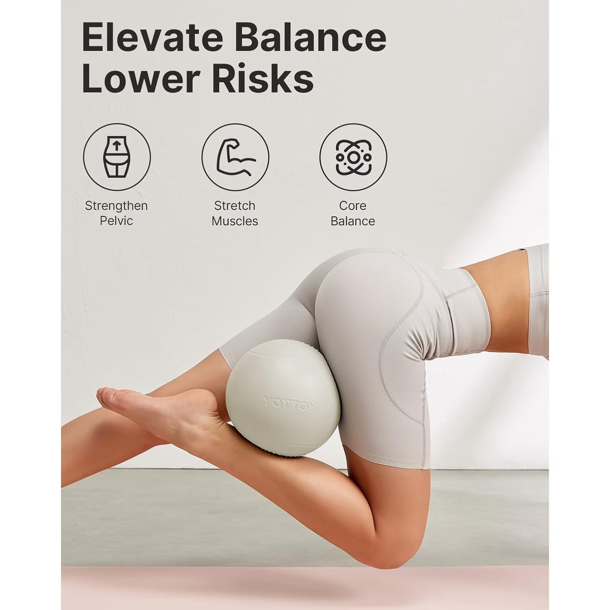 YOTTOY Small Exercise Ball，9-inch Pilates Ball with Anti-Burst Technology for Stability,
