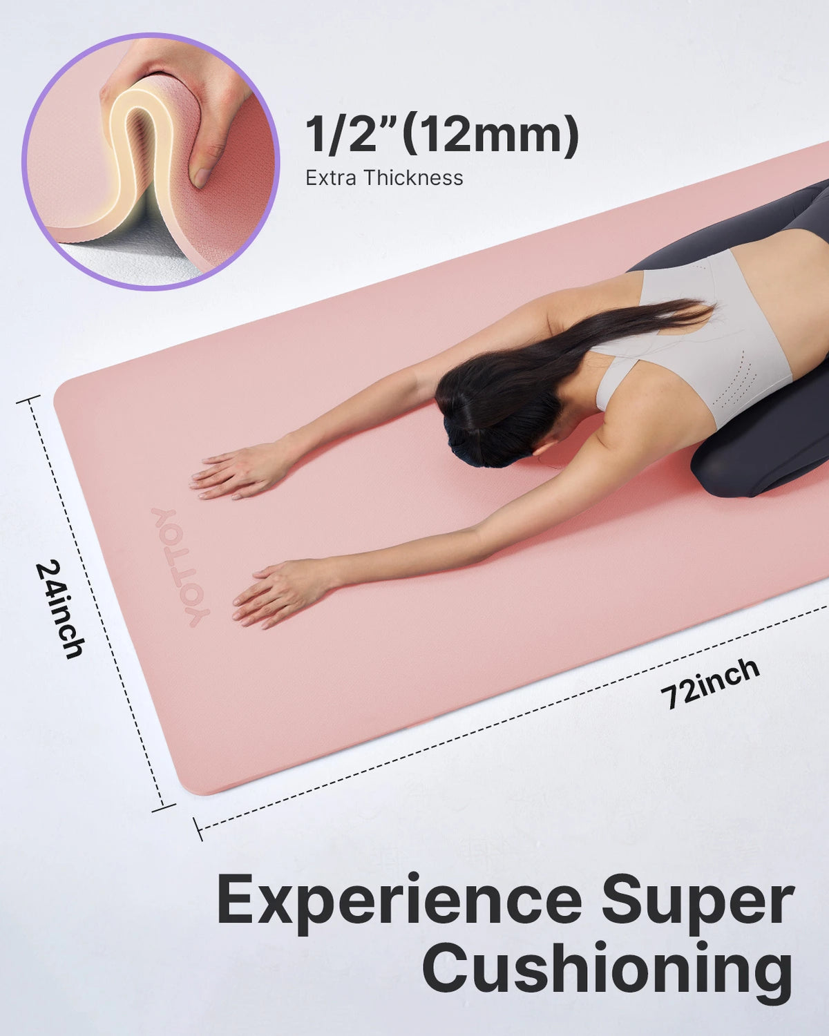 12mm Yoga Mat，Extra Thick Yoga Mat