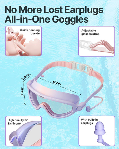 Goggles for Kids 6-14, Kids Swim Goggles with UV Protection