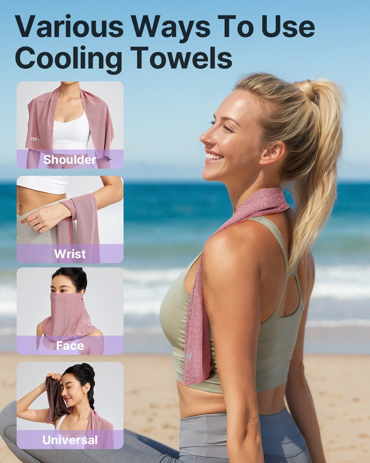 4 Pack Cooling Towels (40"x12"), Ice Cooling Towels for Neck and Face