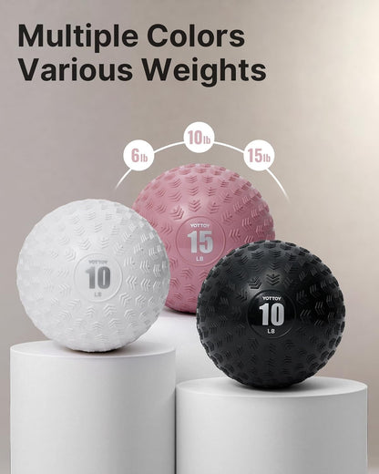 YOTTOY Slam Ball Medicine Ball, Sand-Filled No Bounce Weighted Ball with Textured Grip for Exercise, Strength Conditioning, Cardio, Core Workouts and Cross Training