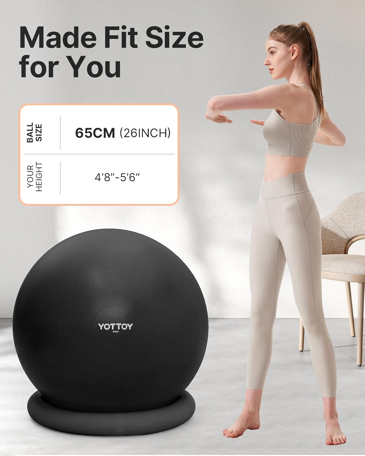 YOTTOY Exercise Ball Chair with Base - YOTTOY