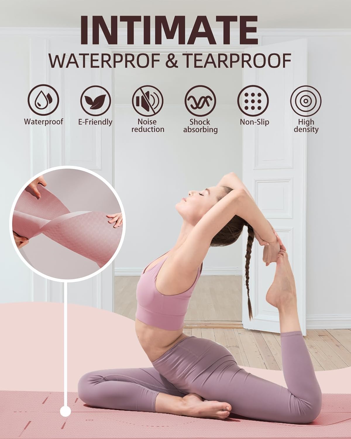 YOTTOY Extra Wide Non - Slip Exercise Fitness Yoga Mats,with Strap Bag - YOTTOY