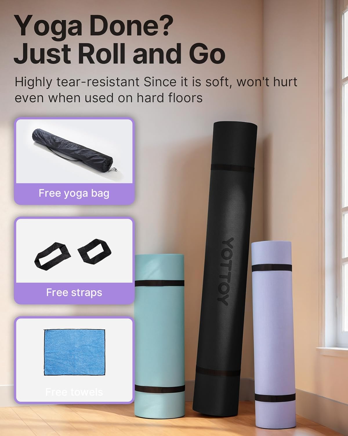YOTTOY Large Yoga Mat – Spacious, Supportive & Slip - Resistant - YOTTOY